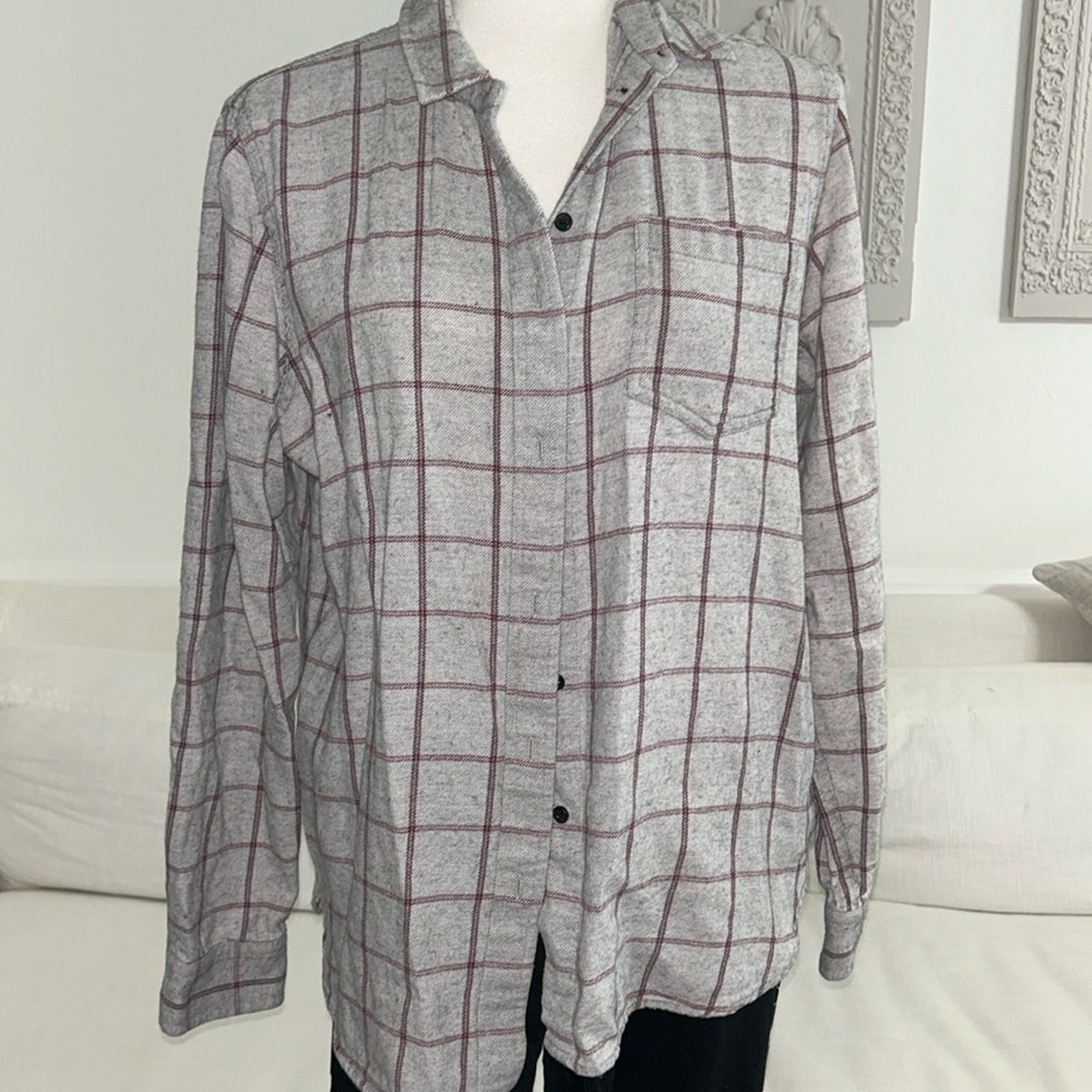 Madewell Cotton Wool Blend Windowpane Plaid Shirt